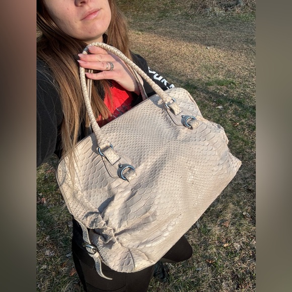 Furla Python Embossed Leather Shoulder Bag - Picture 4 of 17